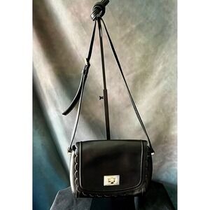 Kate‎ Spade New York Maple Court Black Leather Crossbody Bag Scalloped Trim